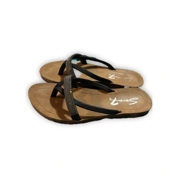 Seven7 Black Sandals With Rhinestone Straps - Picture 2 of 2